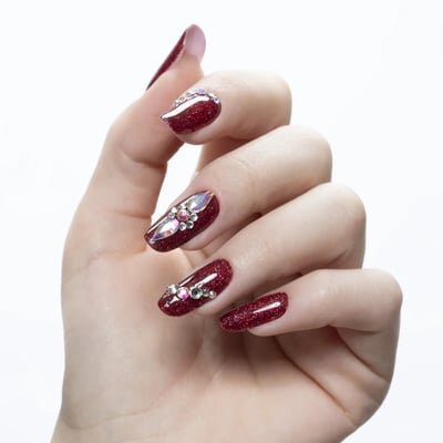 unghie rosse glitter-2